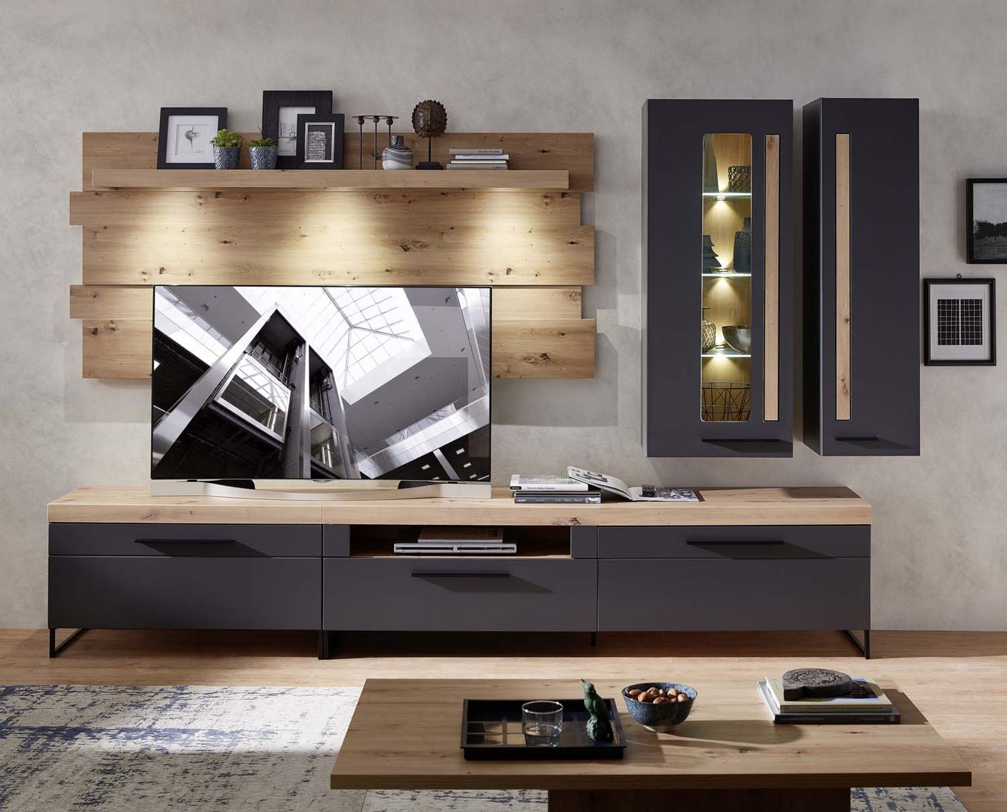 Loft-Two Wandpaneel inkl. LED-Beleuchtung Artisan Eiche