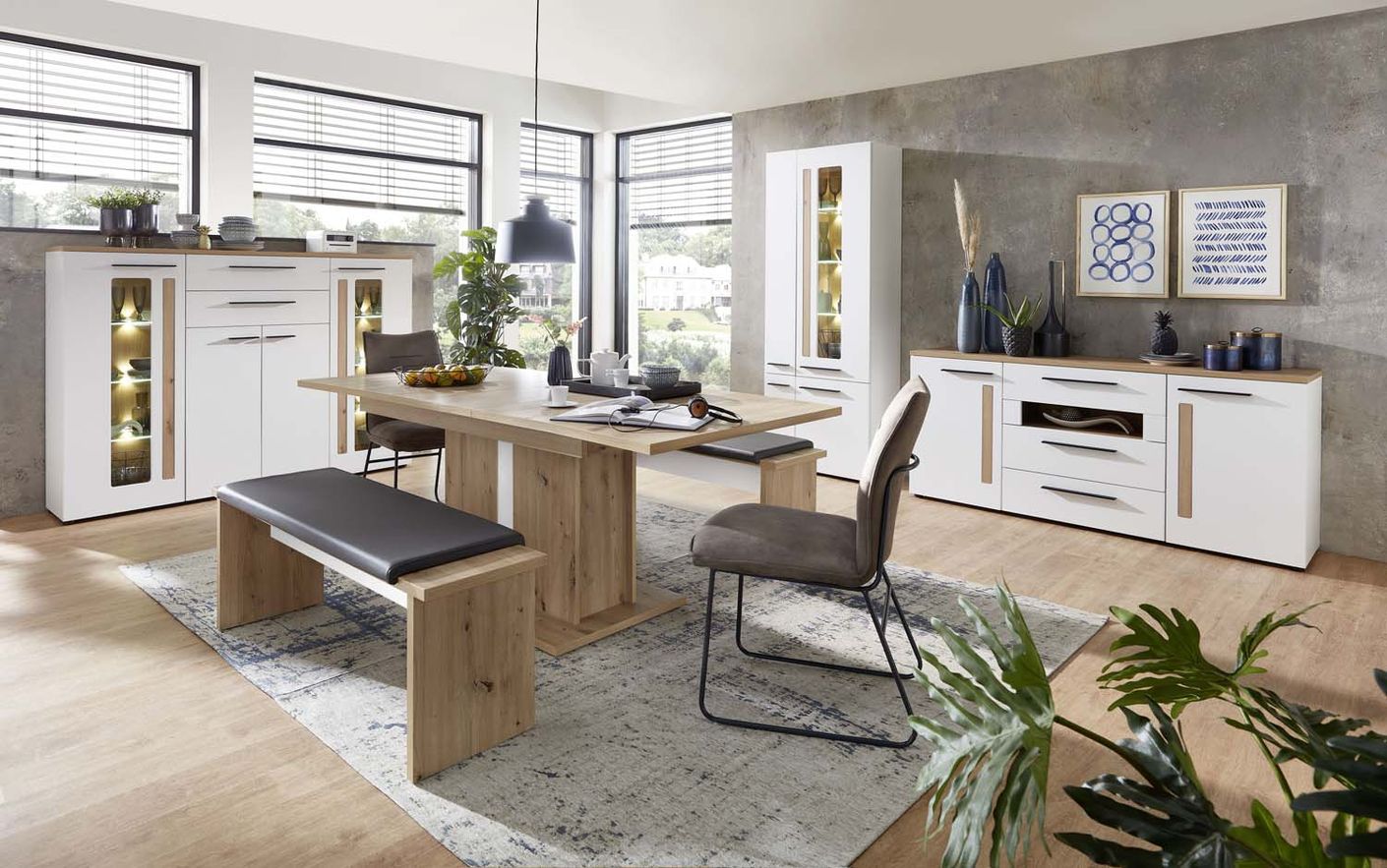 Loft-Two Bank Weiß / Artisan Eiche