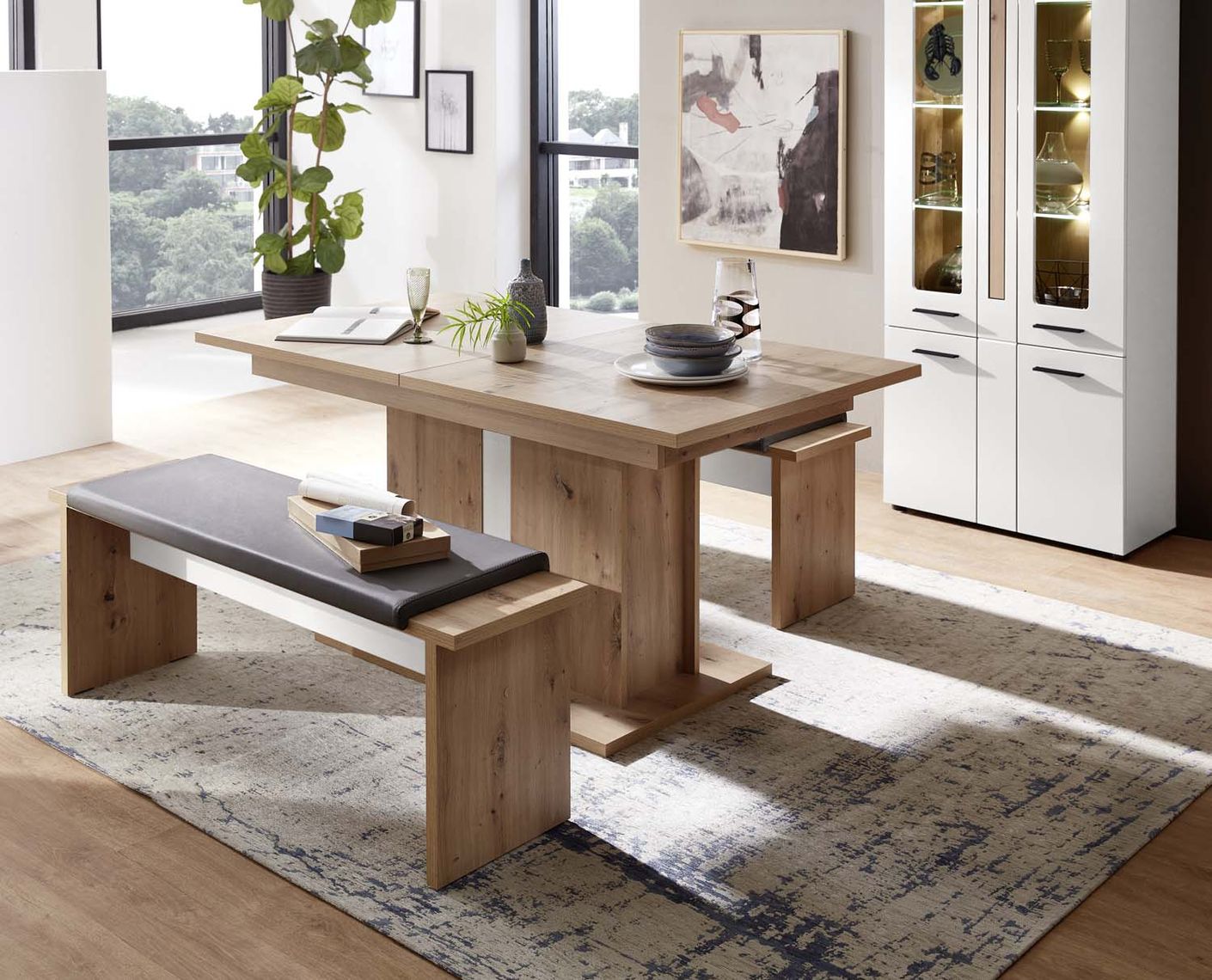 Loft-Two Bank Weiß / Artisan Eiche