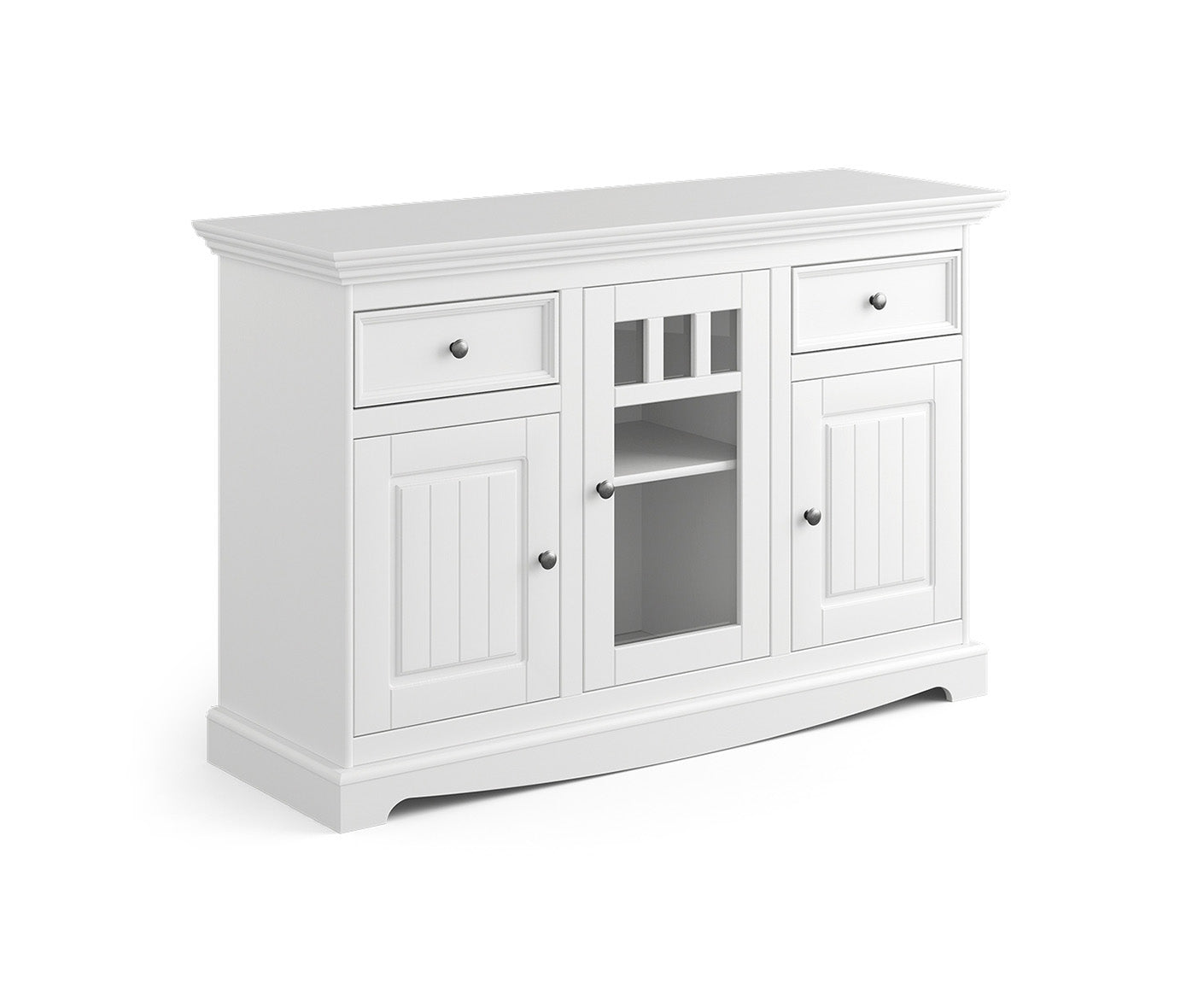 Belluno Elegante Sideboard 130x85 cm Massivholz mit Glastür