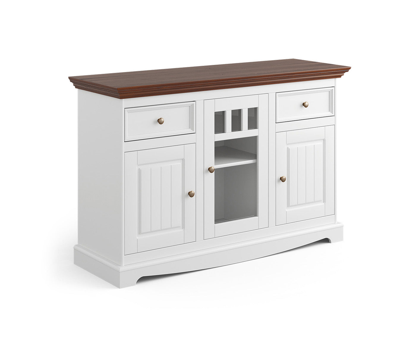 Belluno Elegante Sideboard 130x85 cm Massivholz mit Glastür