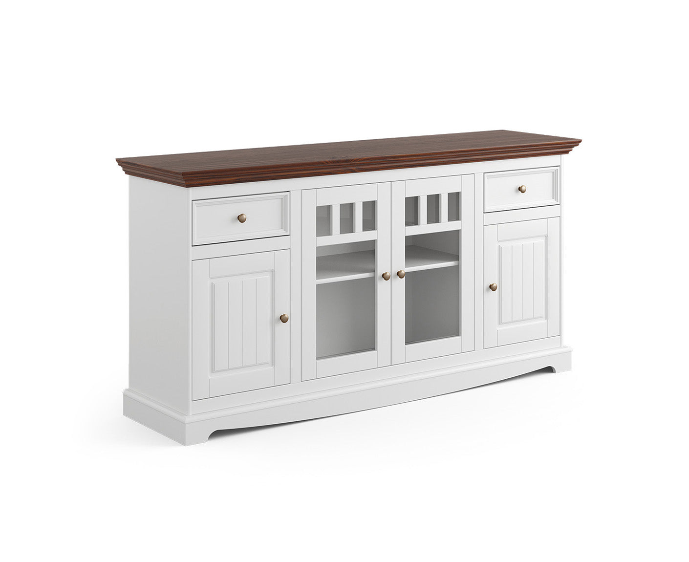 Belluno Elegante Sideboard 167x85 cm Massivholz mit Glasdoppeltür