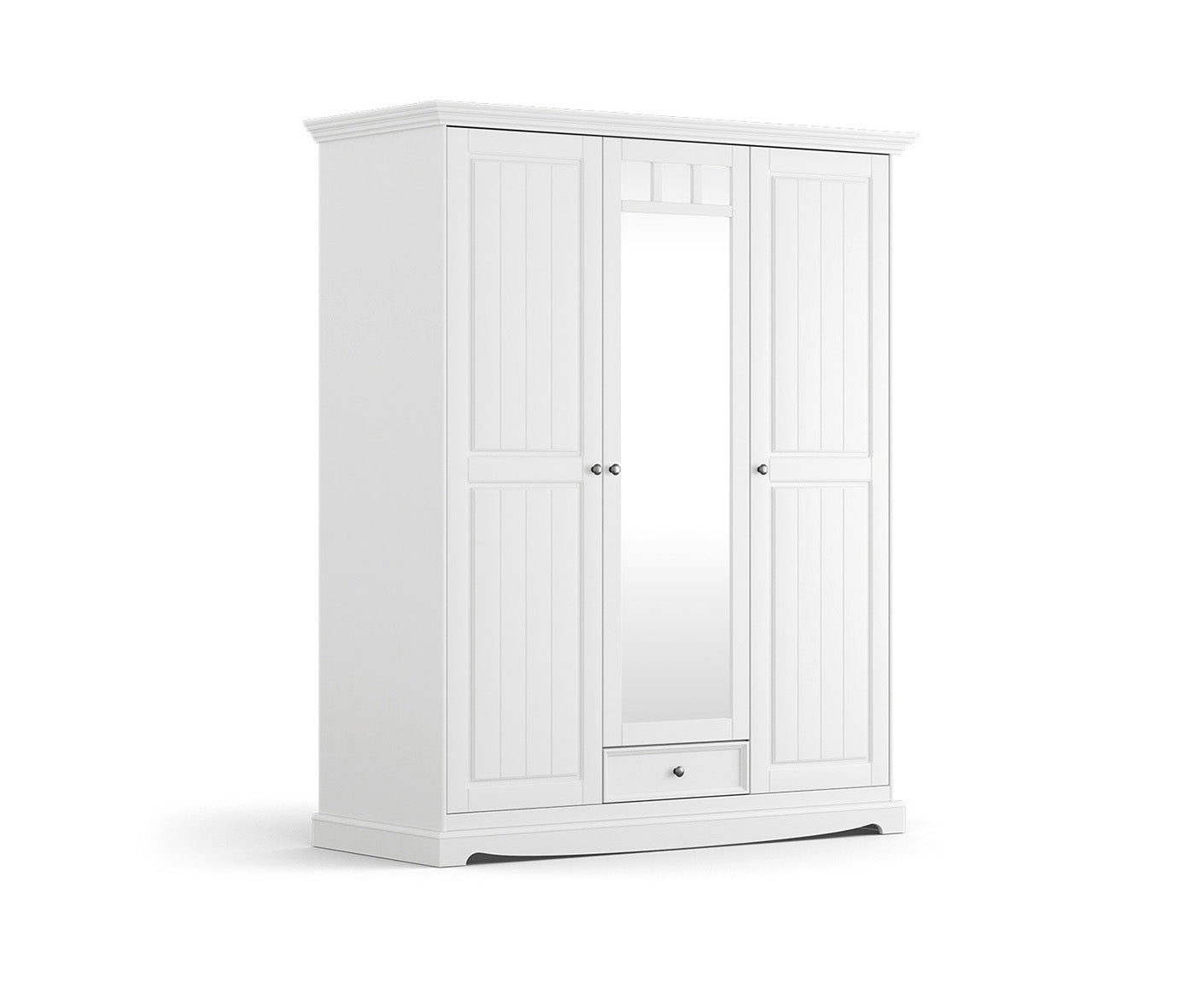 Belluno Elegante Kleiderschrank 3-türig Massivholz mit Spiegel