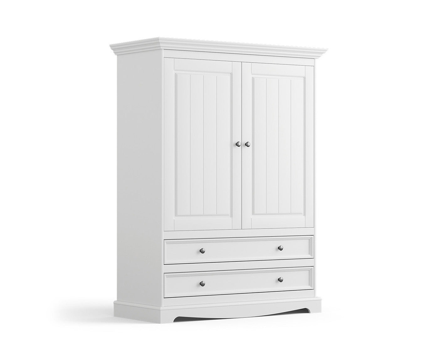 Belluno Elegante Kleiderschrank Massivholz 2-türig mit Schubladen