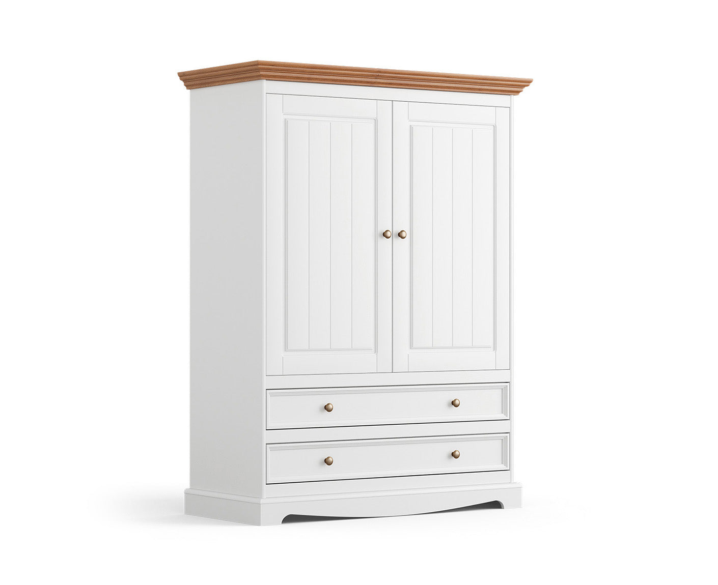 Belluno Elegante Kleiderschrank Massivholz 2-türig mit Schubladen