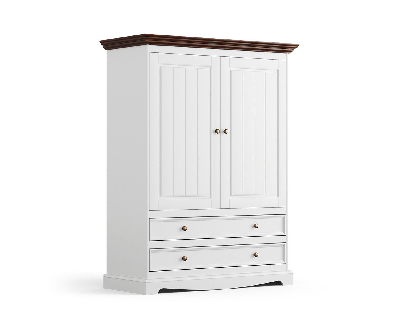 Belluno Elegante Kleiderschrank Massivholz 2-türig mit Schubladen