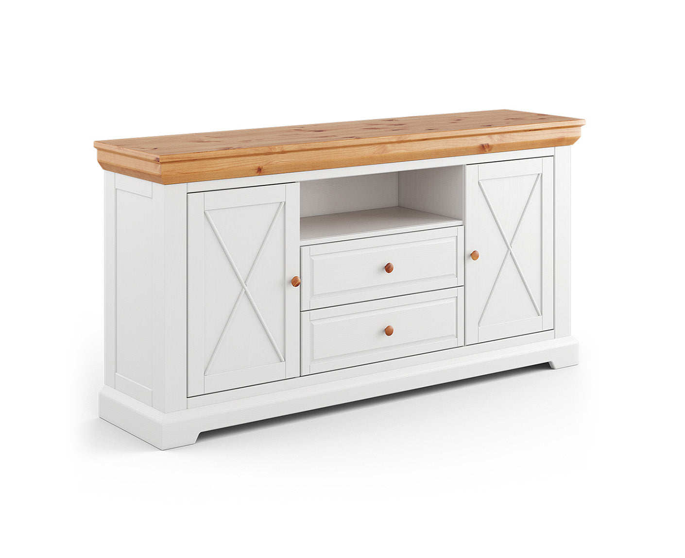 Marone Elite Sideboard 2-türig Massivholz Weiß / Grau