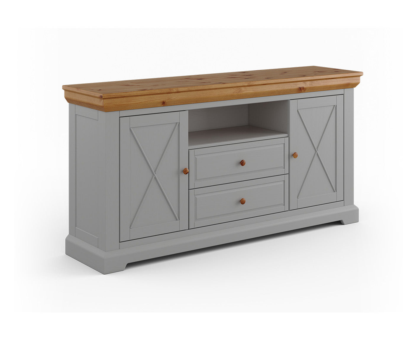Marone Elite Sideboard 2-türig Massivholz Weiß / Grau