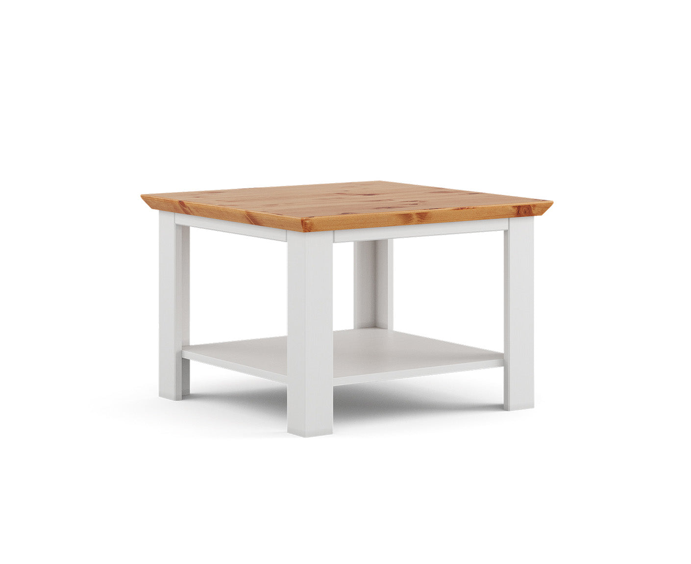 Marone Elite Couchtisch 70x70 cm Massivholz Weiß / Grau