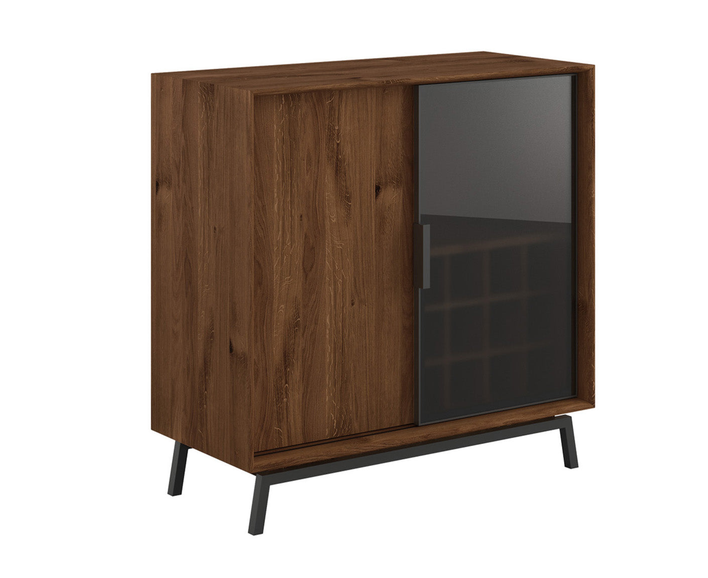 Modern Loft Weinregal Massivholz Eiche geölt/Glas Grafit Matt