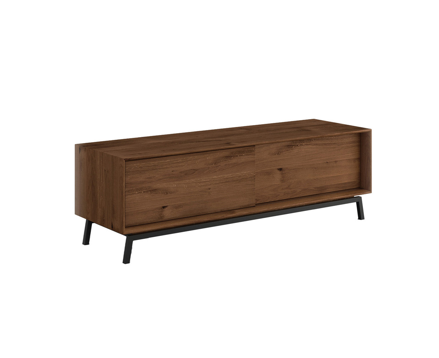 Modern Loft TV-Lowboard 200 cm mit Schublade Massivholz Eiche, geölt