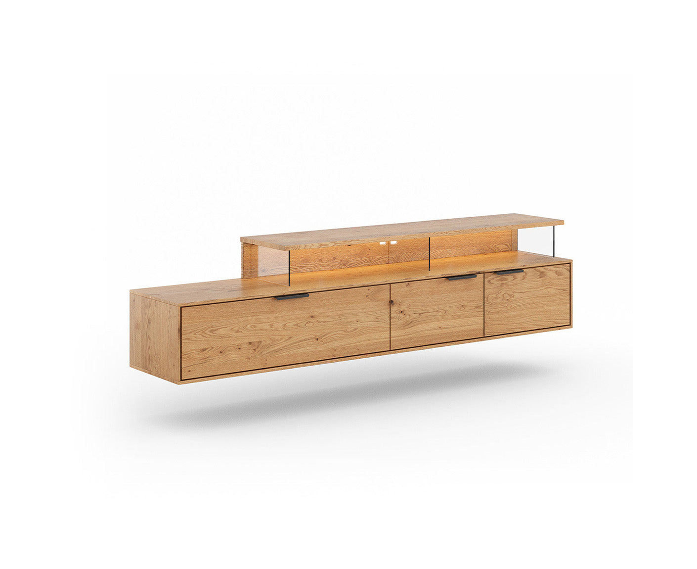 Tirano Wand TV-Lowboard Natur Massivholz Eiche geölt, fertig montiert