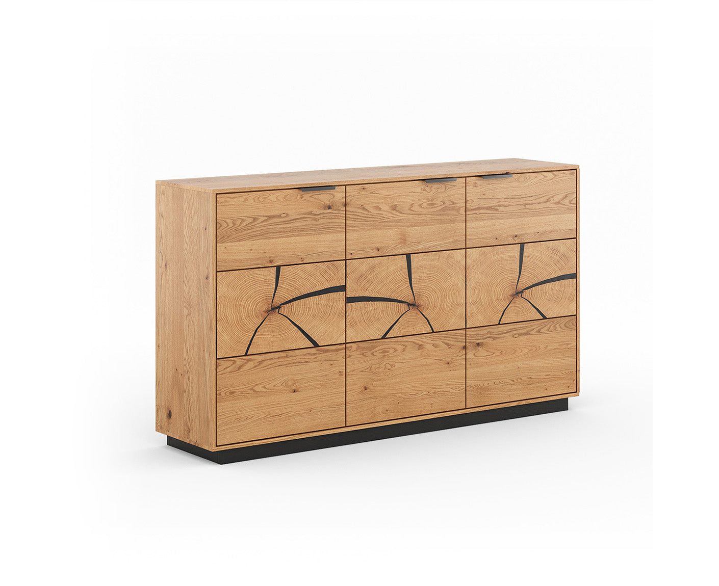 Tirano Sideboard Hirnholz Massivholz Eiche geölt, fertig montiert