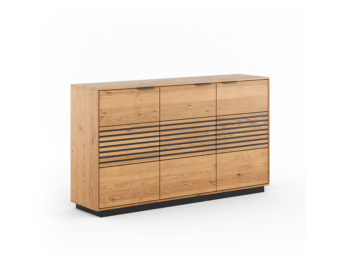 Tirano Sideboard Lamellen Massivholz Eiche geölt, fertig montiert