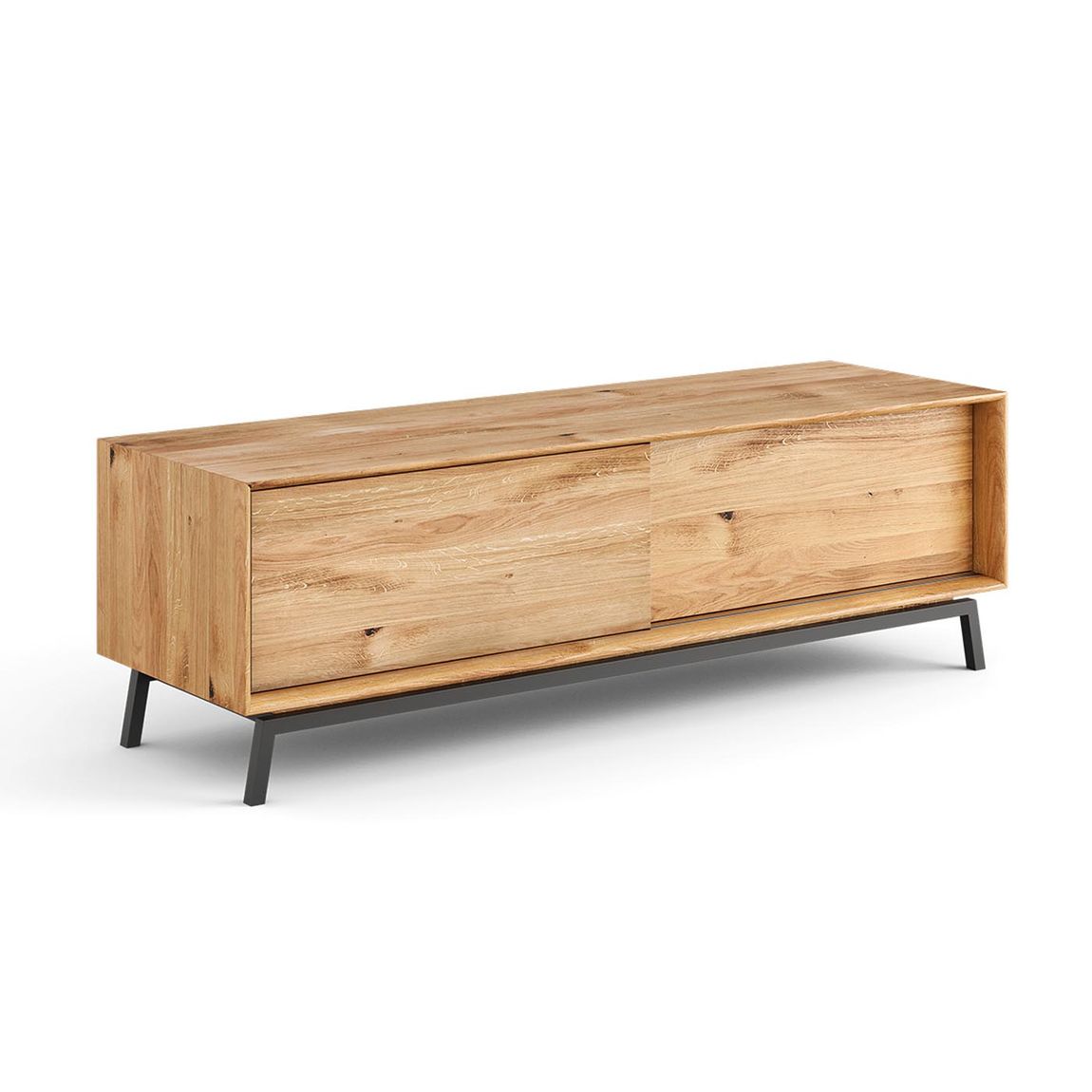Modern Loft TV-Lowboard 200x52 cm mit Schiebetür Wildeiche geölt