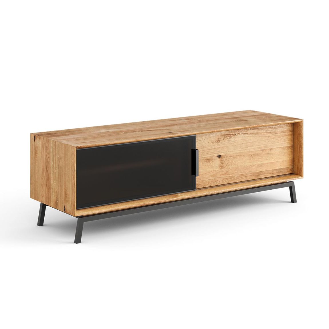 Modern Loft TV-Lowboard 200 cm Wildeiche geölt/Glas Grafit Matt
