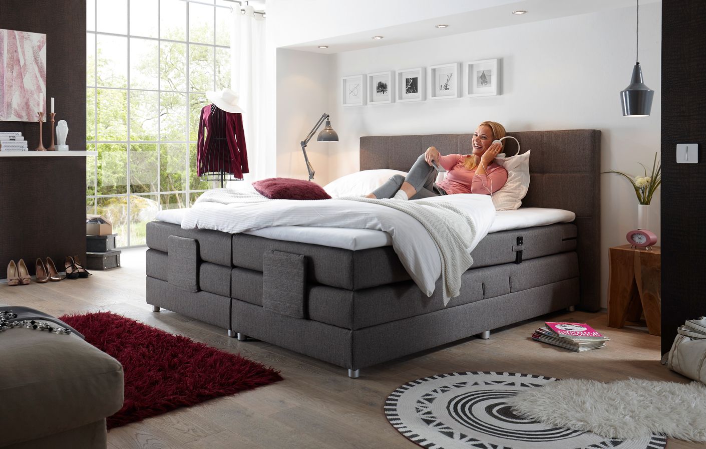 MANOLO Boxspringbett mit Motor 180x200cm elektrisch Stone