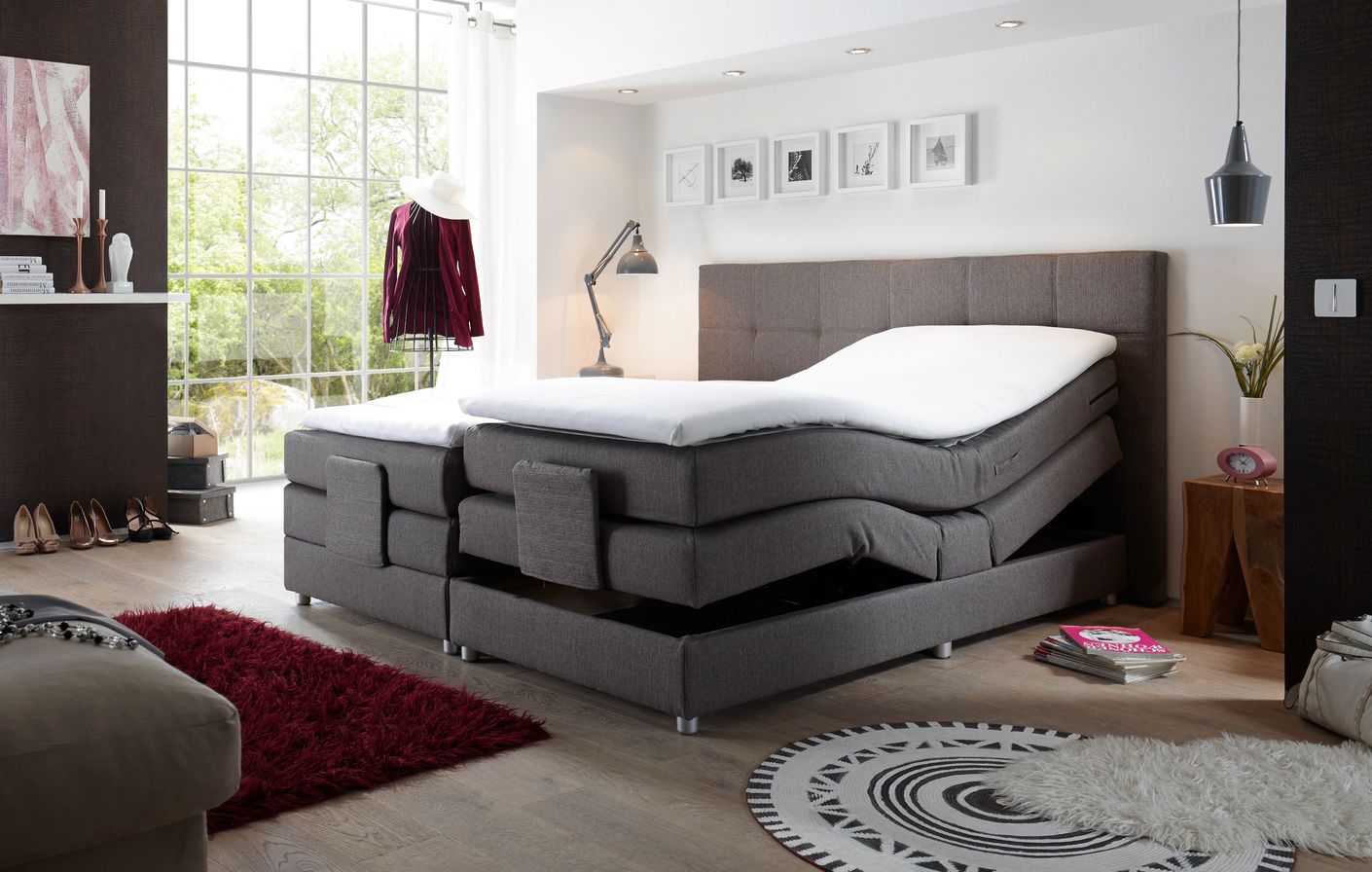MANOLO Boxspringbett mit Motor 180x200cm elektrisch Stone