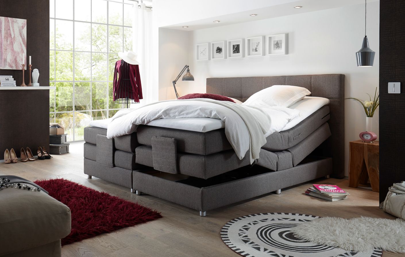 MANOLO Boxspringbett mit Motor 180x200cm elektrisch Stone