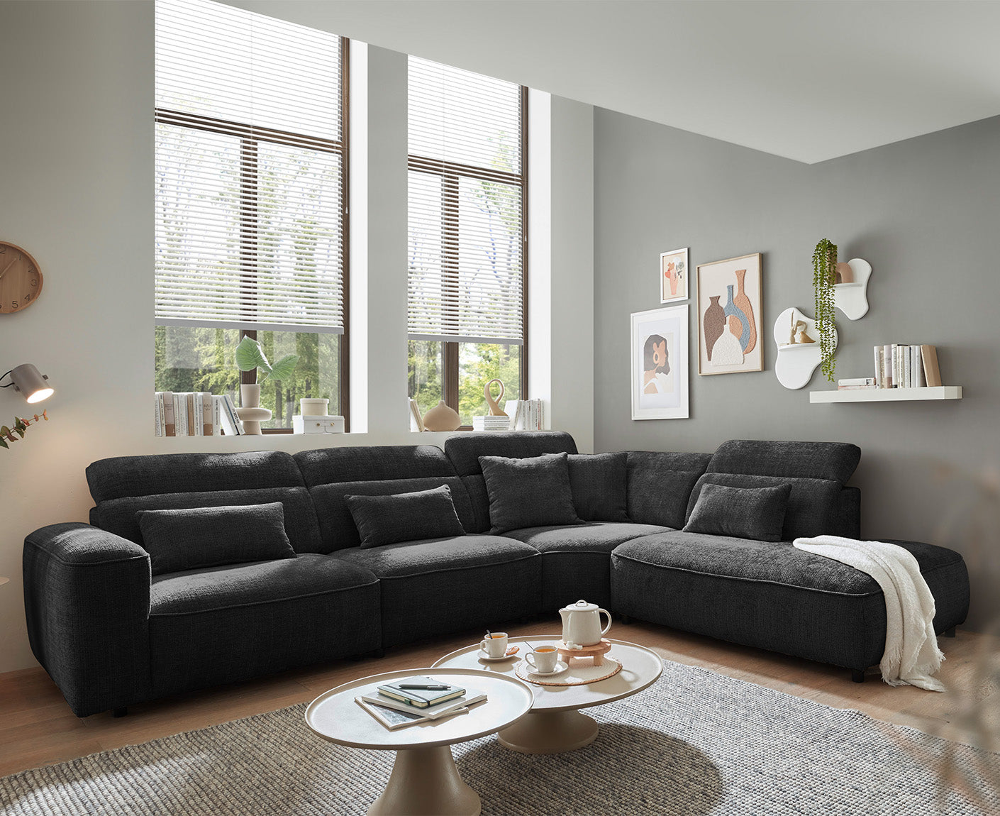 Mansfield Ecksofa 339 x 285 cm, mit verstellbaren Kopfstützen