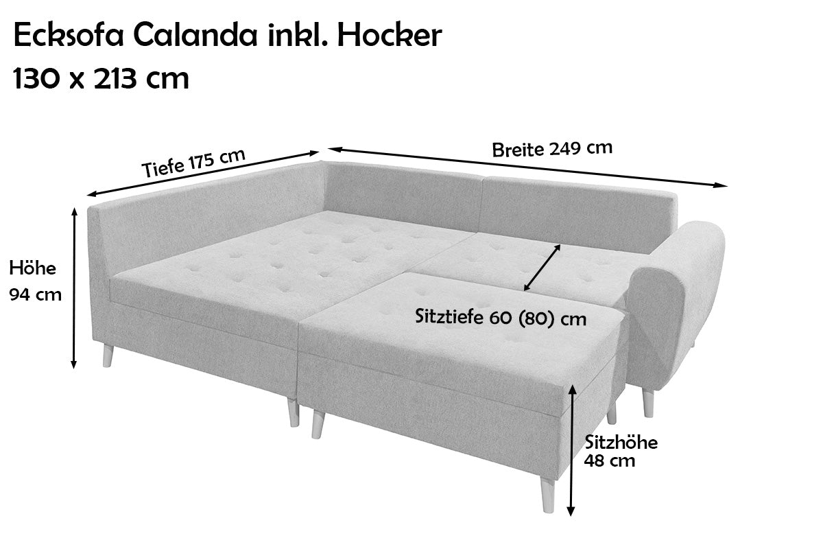 Calanda Ecksofa inkl. Hocker 249 x 175 cm Rosa