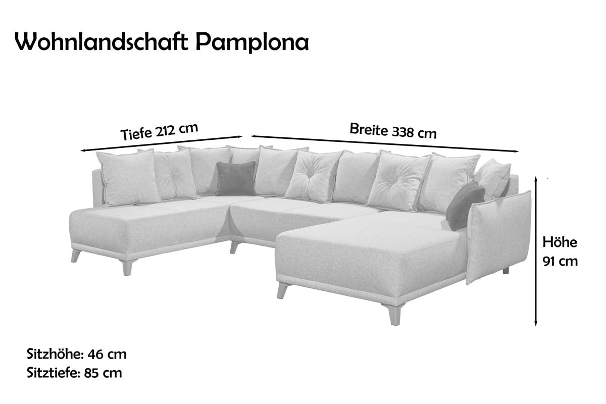 Pamplona Wohnlandschaft 338x212 cm Grün
