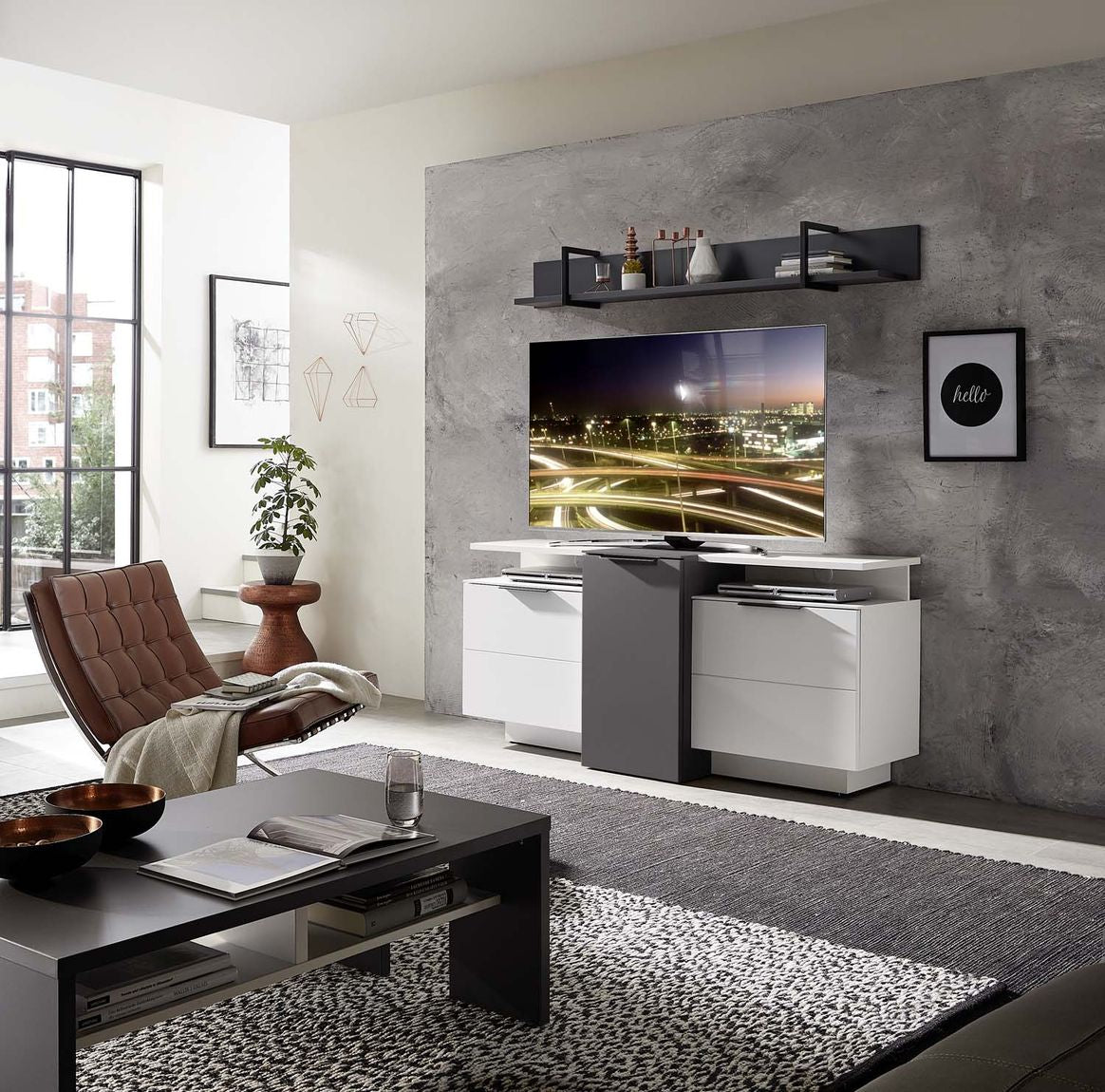 Mediana TV-Element Weiß/Grau