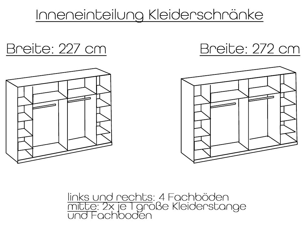 Stockholm Dreh- und Schwebetürenschrank mit Spiegel Tanne / Grau