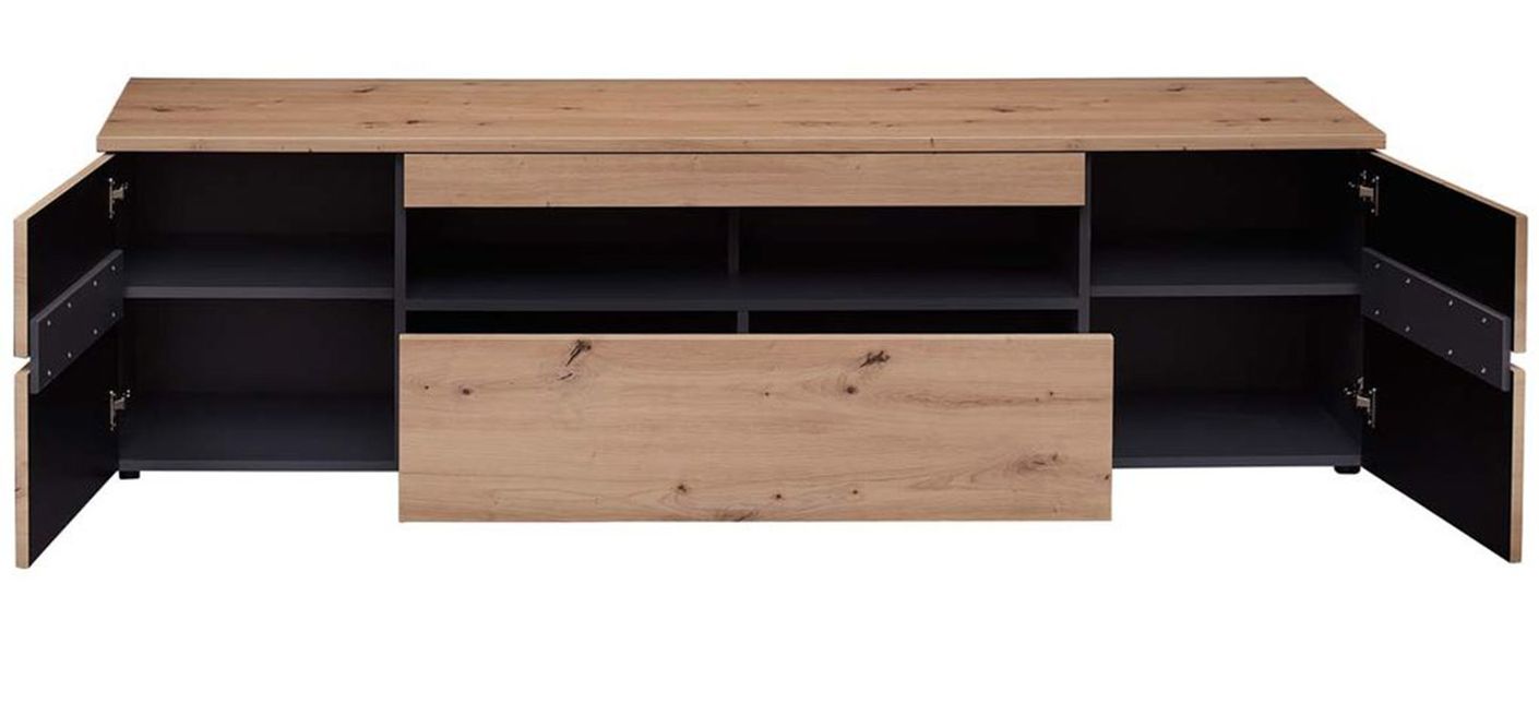 Memphis 6-teiliges Wohnzimmer Komplettset inkl. LED-Beleuchtung Graphit / Artisan Eiche