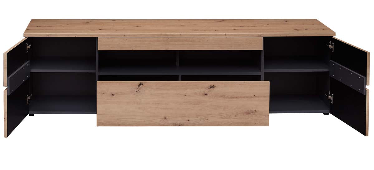 Memphis 3-teiliges Wohnzimmer Komplettset inkl. LED-Beleuchtung Graphit / Artisan Eiche