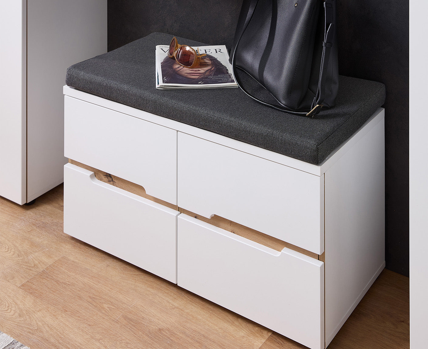 Memphis Schuhbank 80x49 cm Weiß supermatt