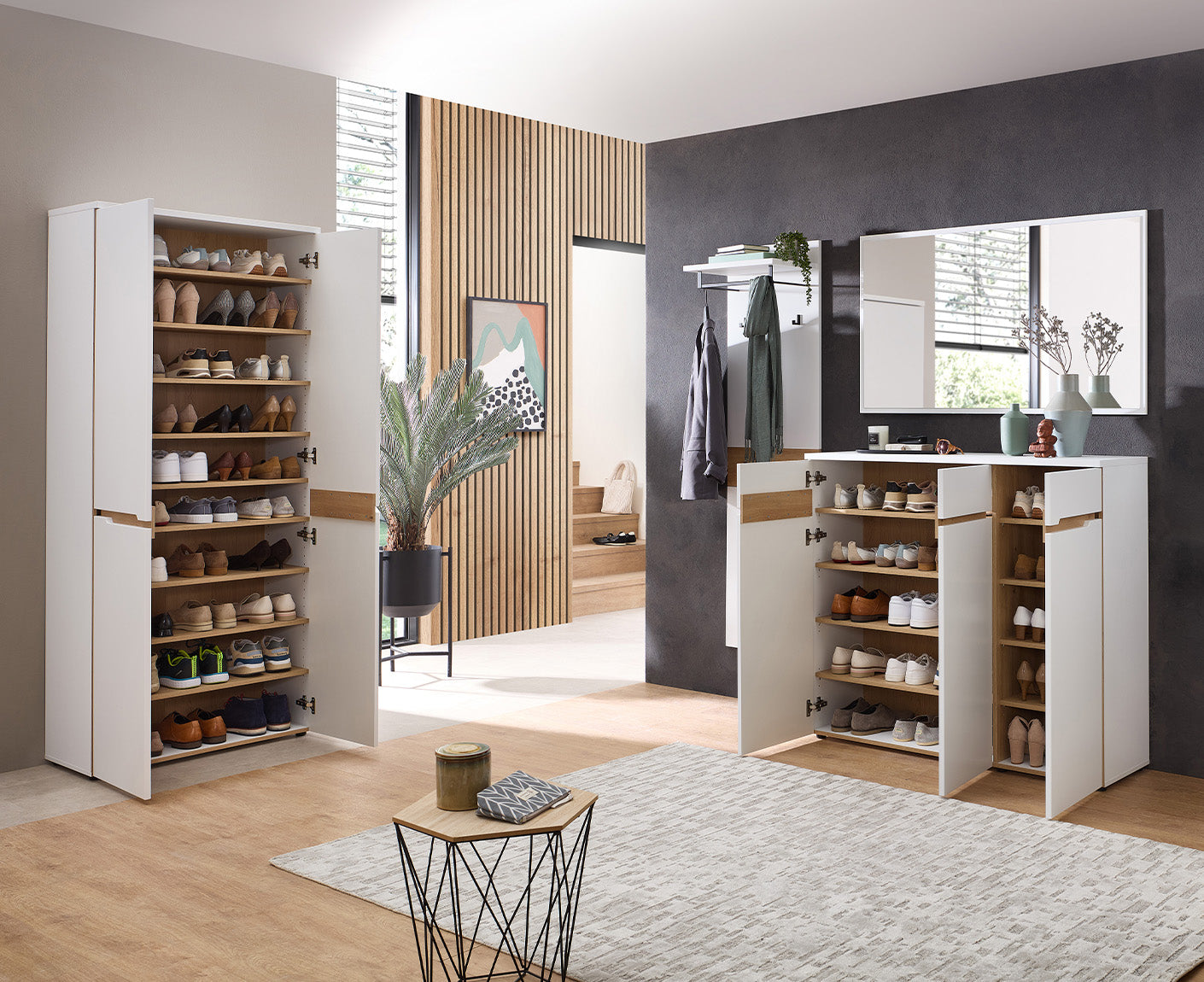 Memphis Schuhschrank 120x107 cm Weiß supermatt