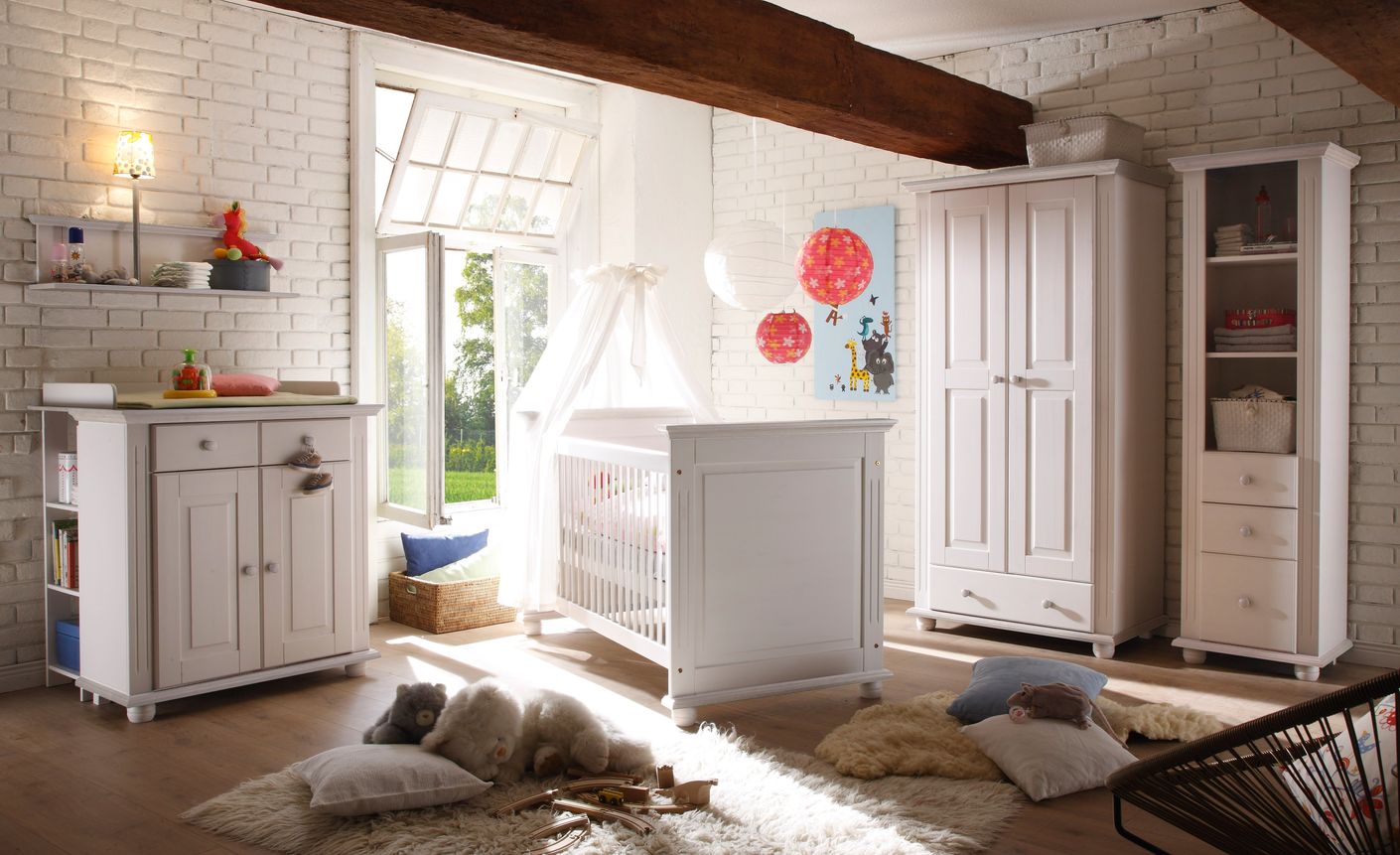 Laura Wickelkommode Wickeltisch Babyzimmer Wickelschrank Kiefer Weiß
