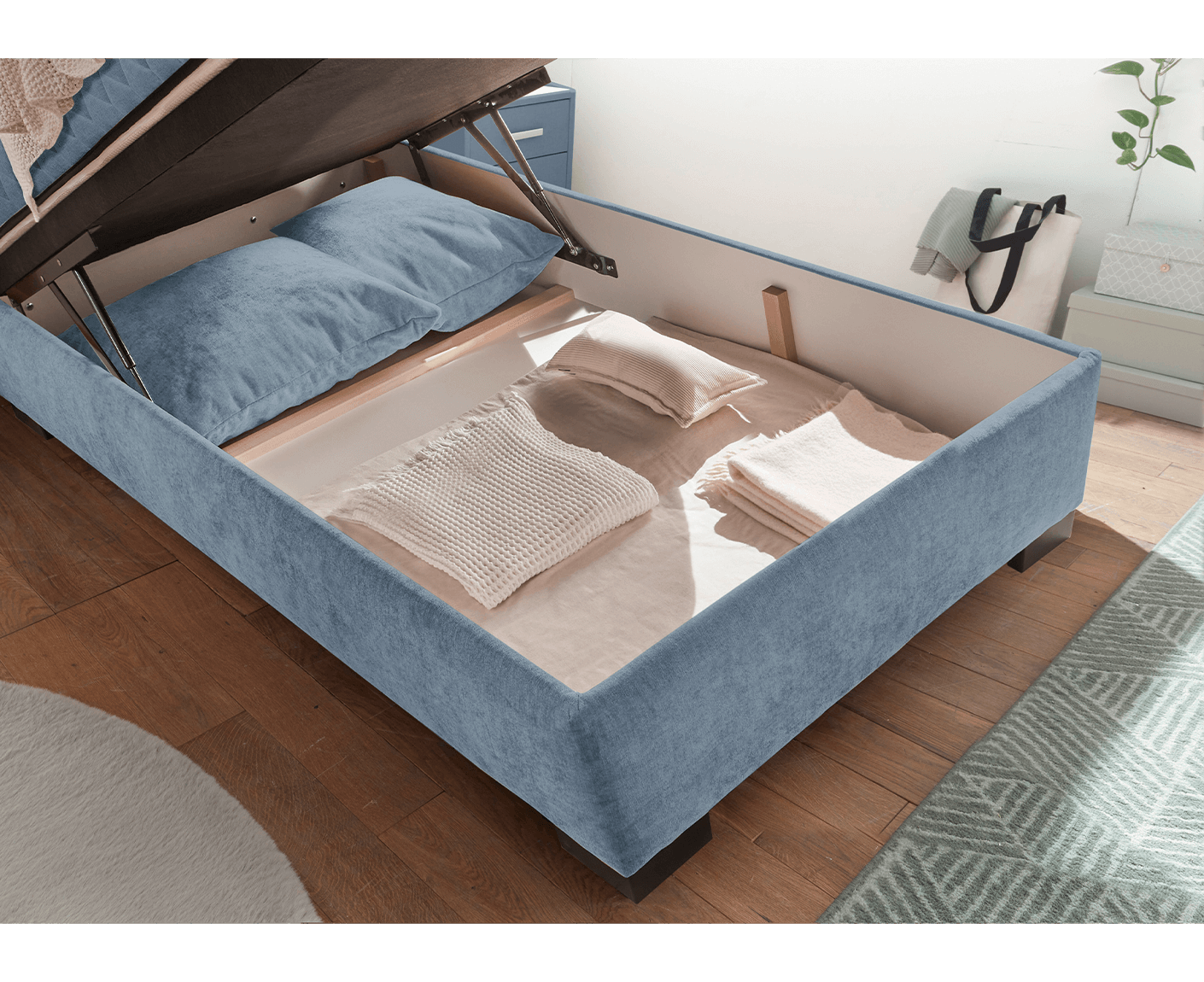 Nagol B Boxbett / Polsterbett Einzelbett mit Bettkasten 120x200 - 140x200 cm