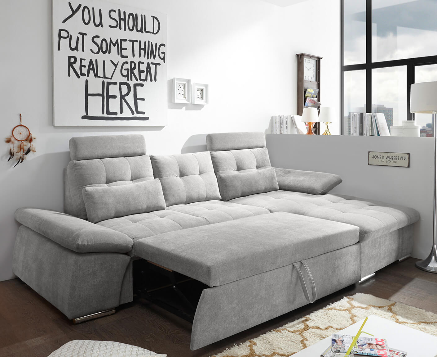 Nalo Ecksofa Longchair 268x170 cm, mit Schlaffunktion