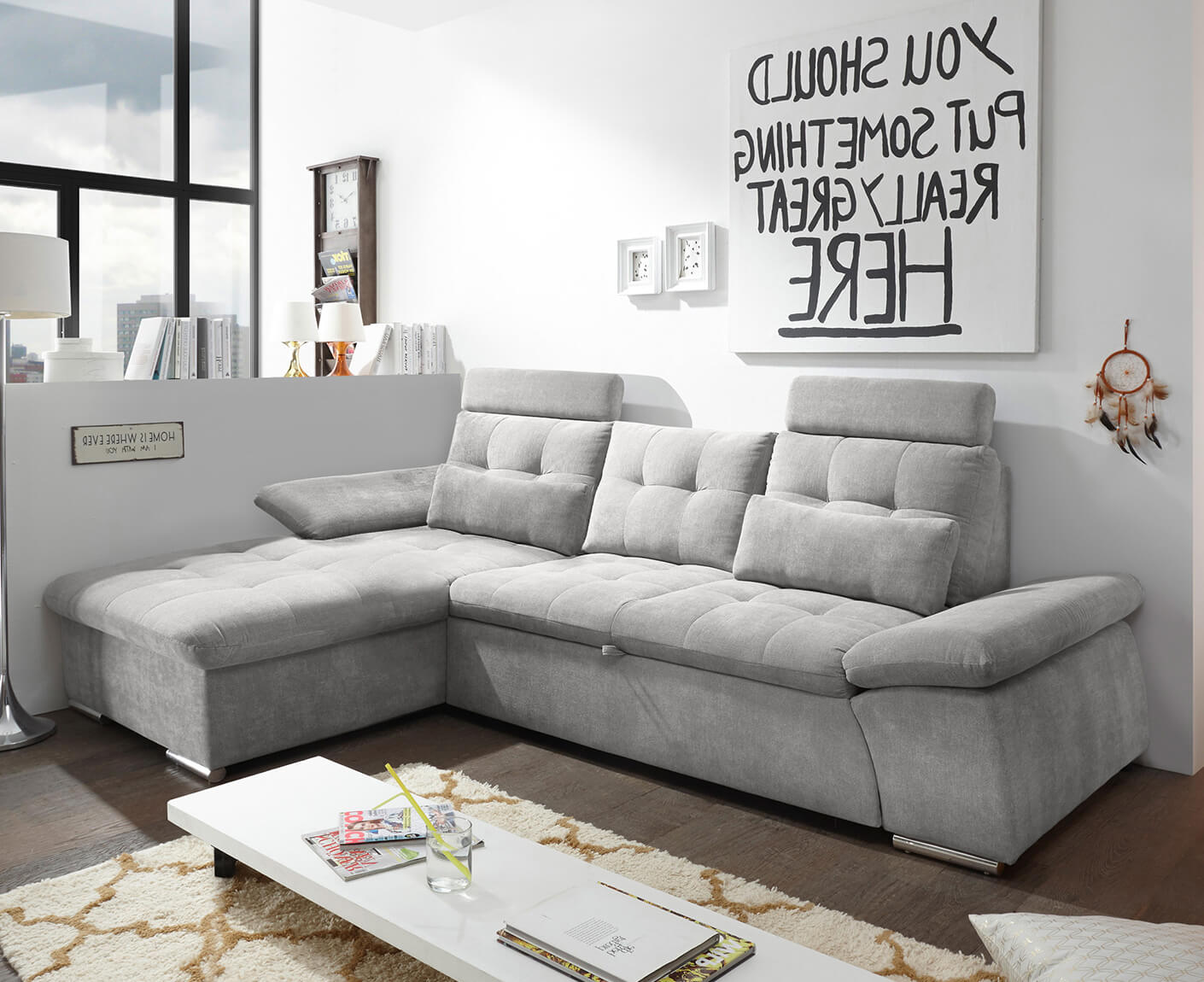 Nalo Ecksofa Longchair 268x170 cm, mit Schlaffunktion