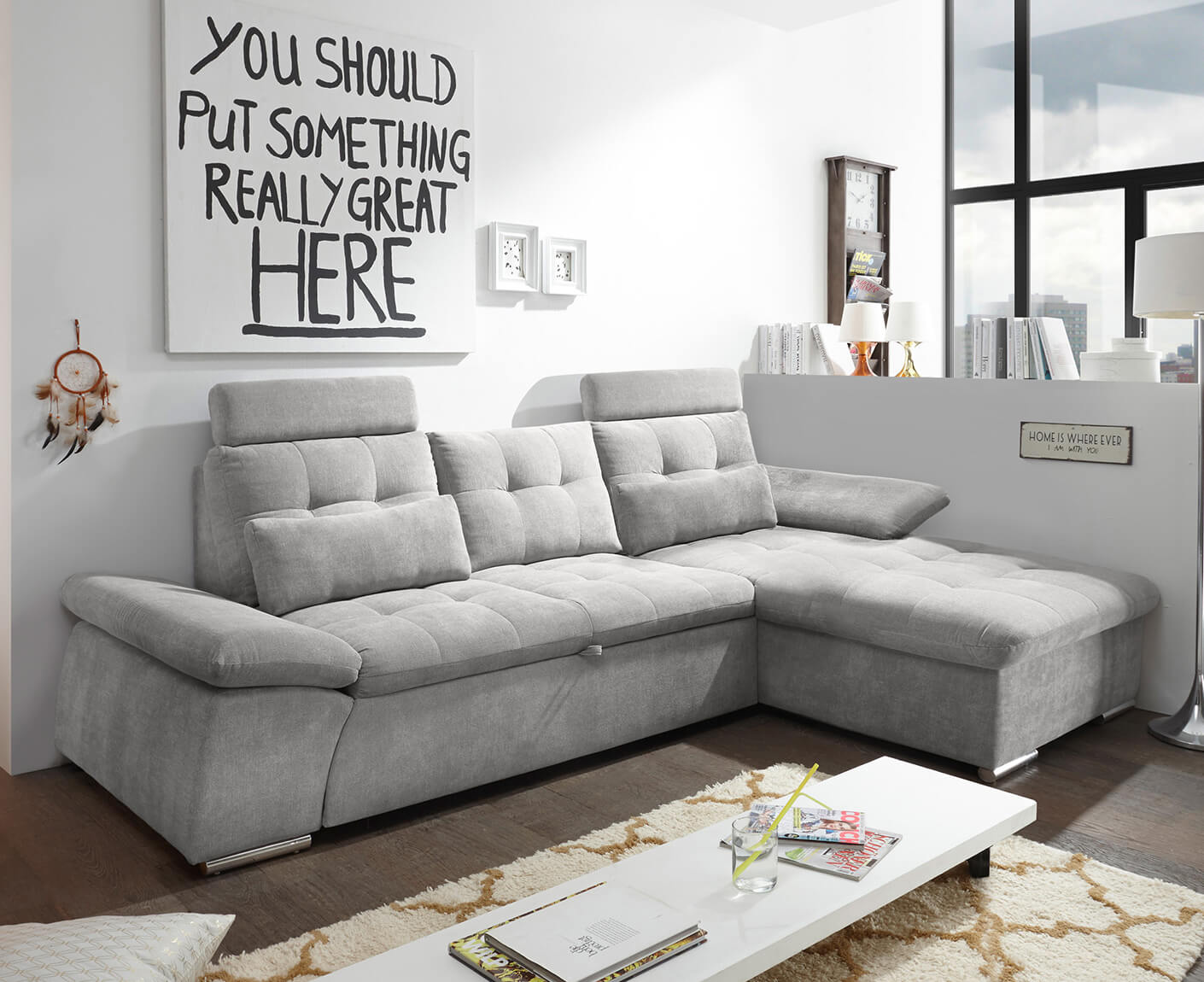 Nalo Ecksofa Longchair 268x170 cm, mit Schlaffunktion