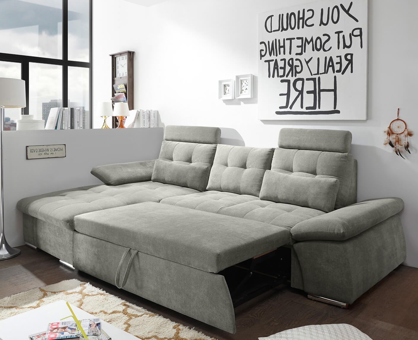 Nalo Ecksofa Longchair 268x170 cm, mit Schlaffunktion