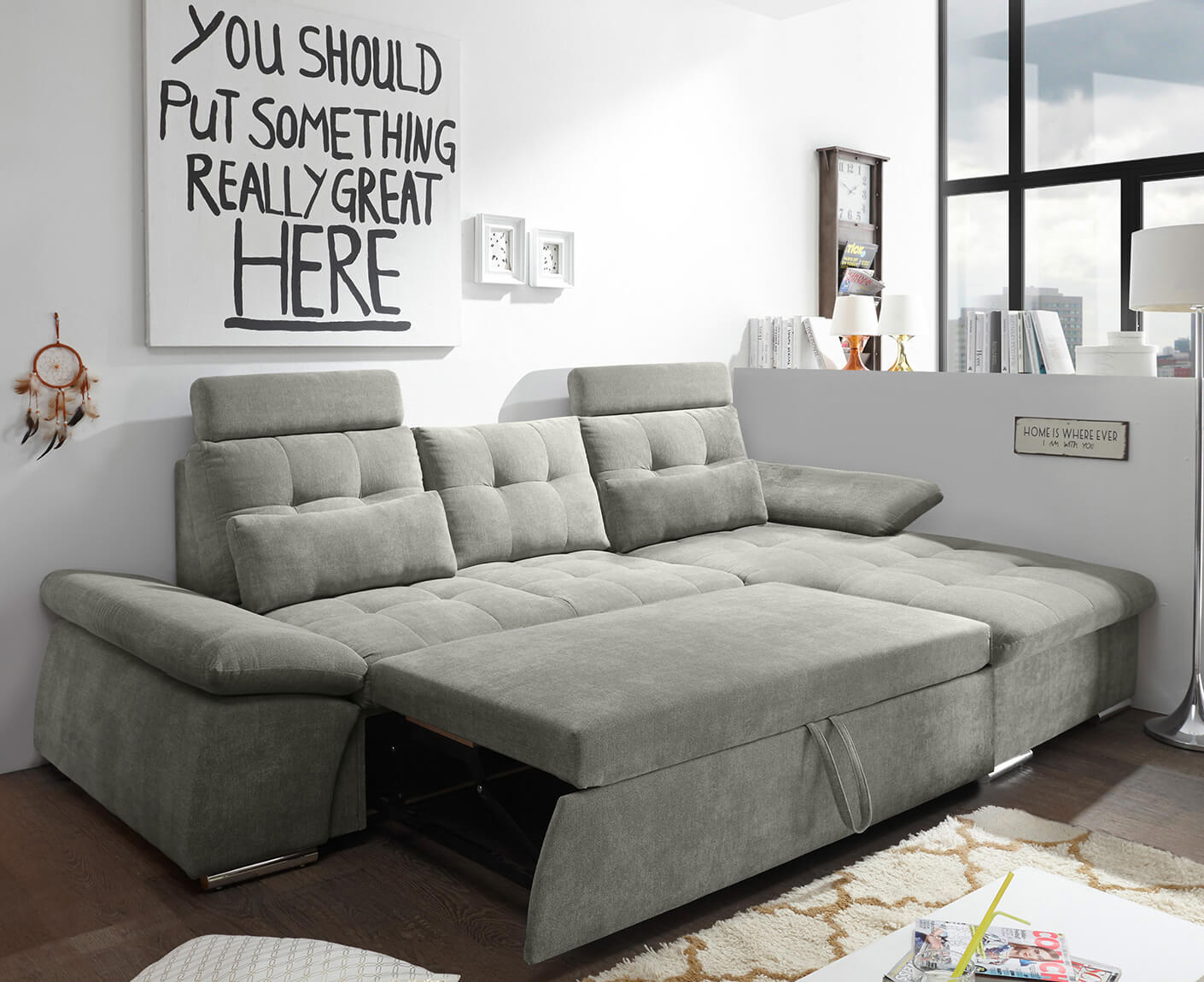 Nalo Ecksofa Longchair 268x170 cm, mit Schlaffunktion