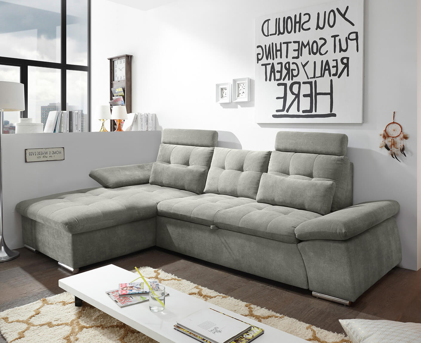 Nalo Ecksofa Longchair 268x170 cm, mit Schlaffunktion