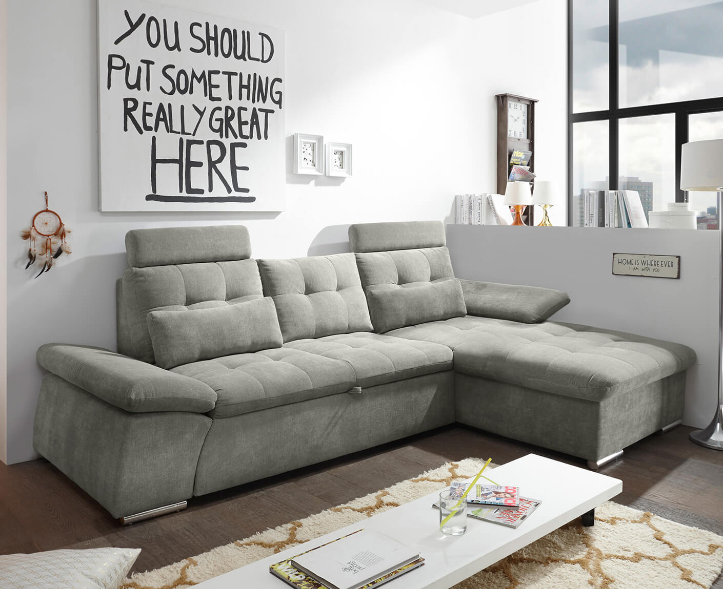 Nalo Ecksofa Longchair 268x170 cm, mit Schlaffunktion