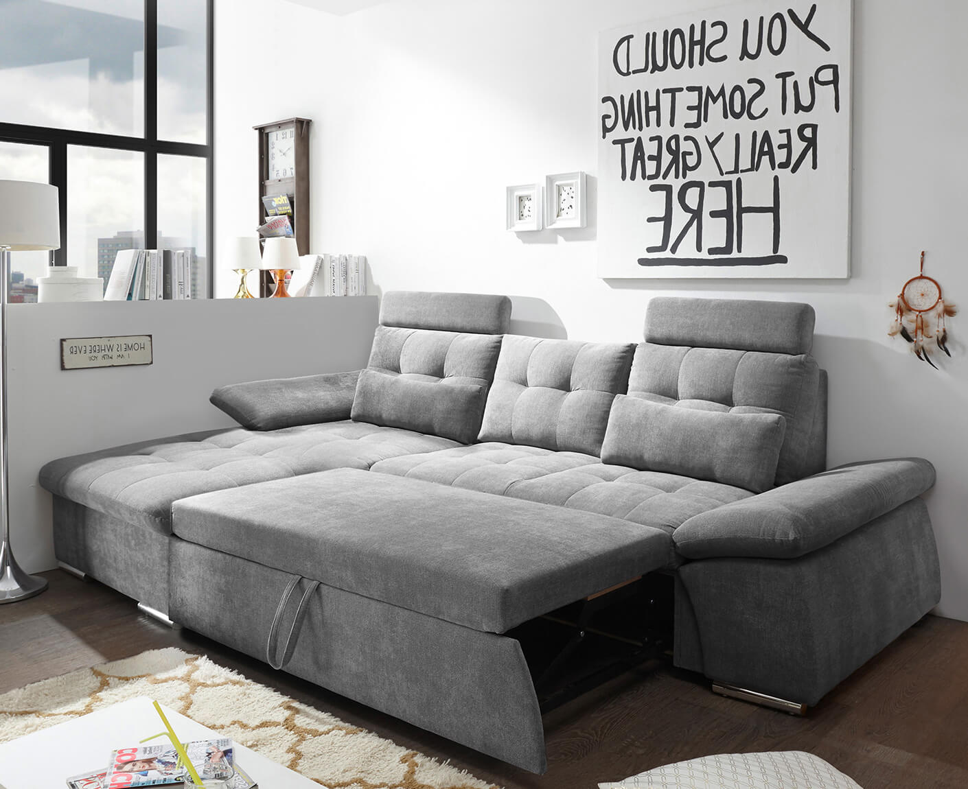 Nalo Ecksofa Longchair 268x170 cm, mit Schlaffunktion