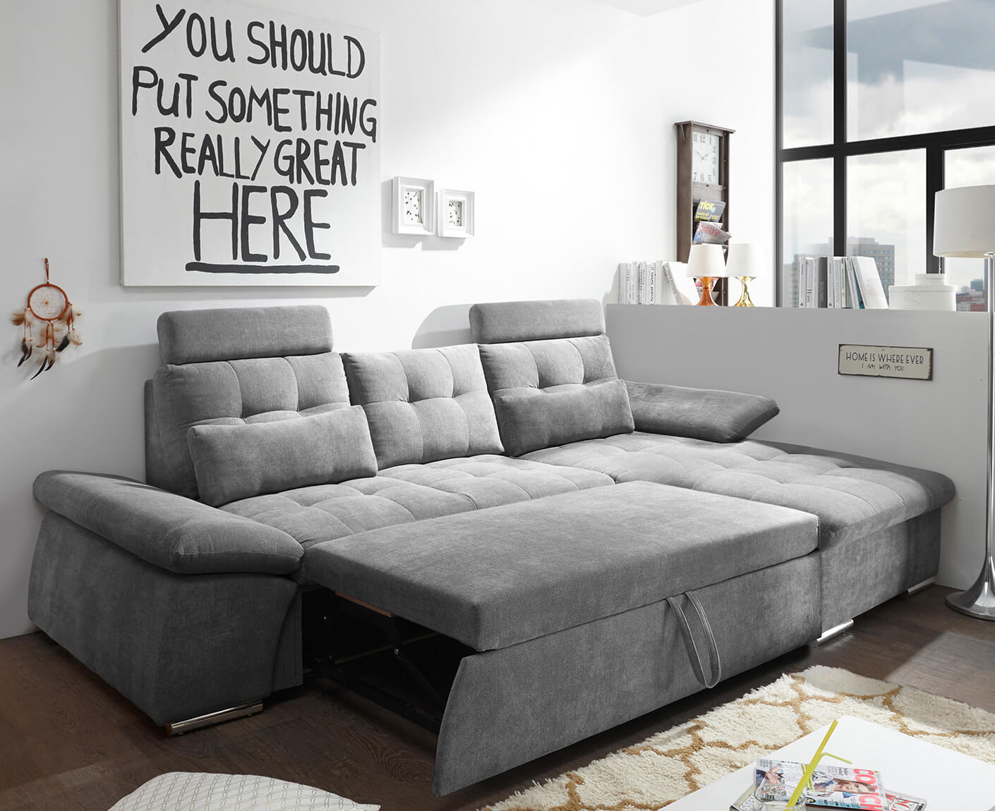 Nalo Ecksofa Longchair 268x170 cm, mit Schlaffunktion