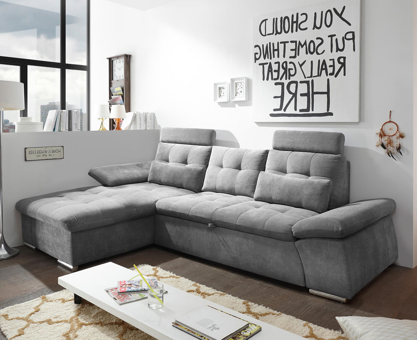 Nalo Ecksofa Longchair 268x170 cm, mit Schlaffunktion