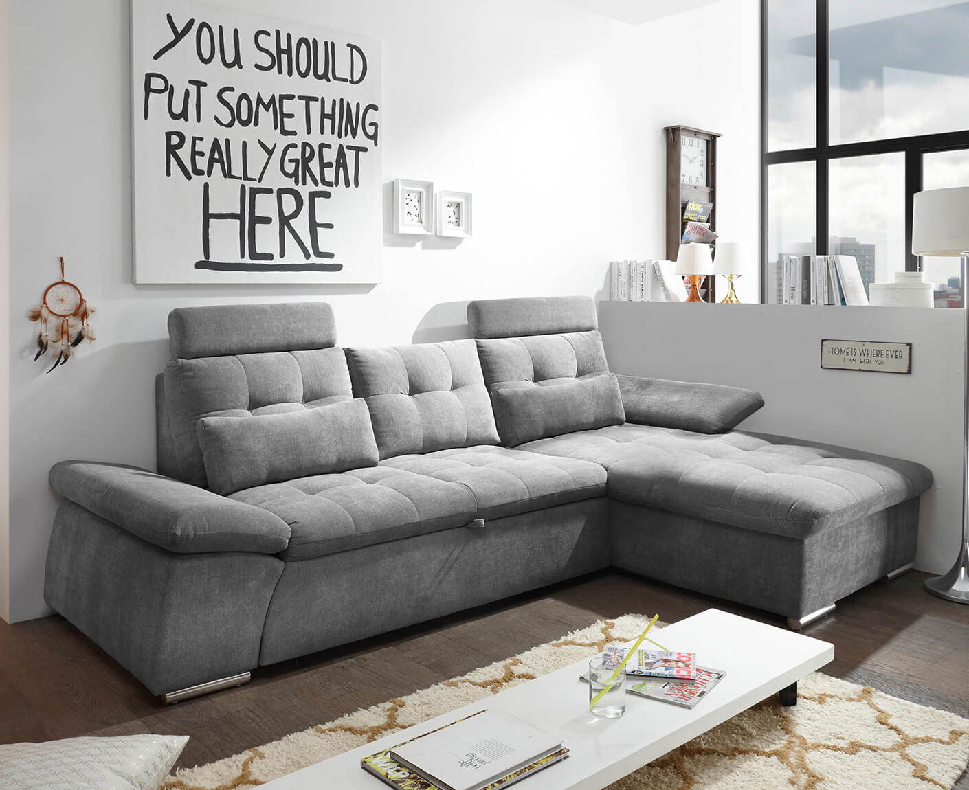 Nalo Ecksofa Longchair 268x170 cm, mit Schlaffunktion