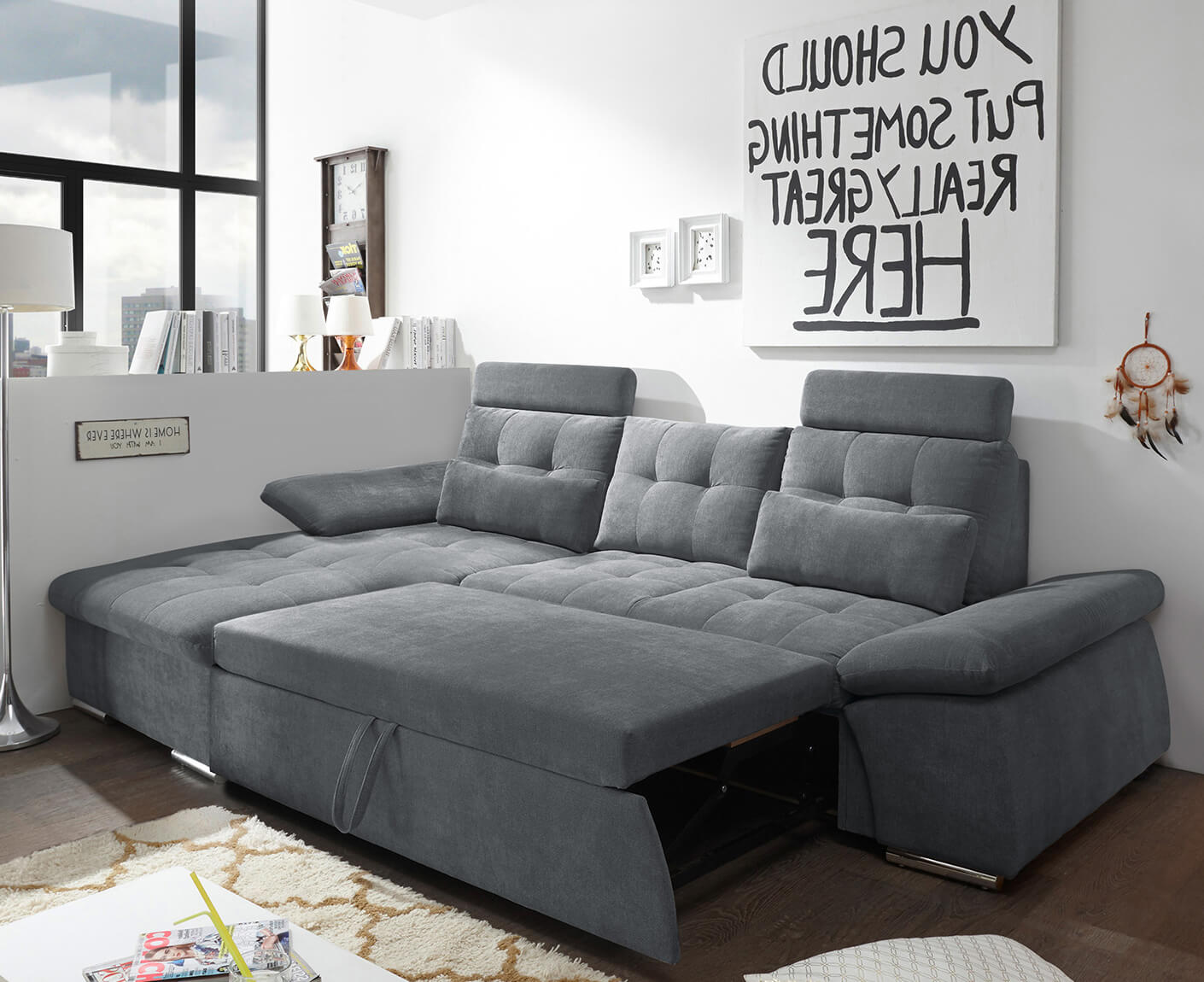 Nalo Ecksofa Longchair 268x170 cm, mit Schlaffunktion