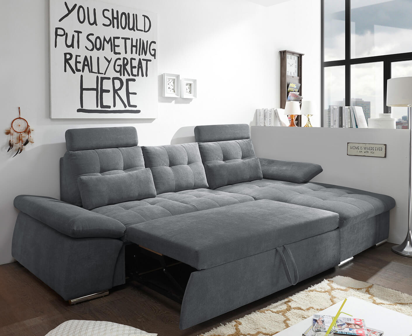 Nalo Ecksofa Longchair 268x170 cm, mit Schlaffunktion
