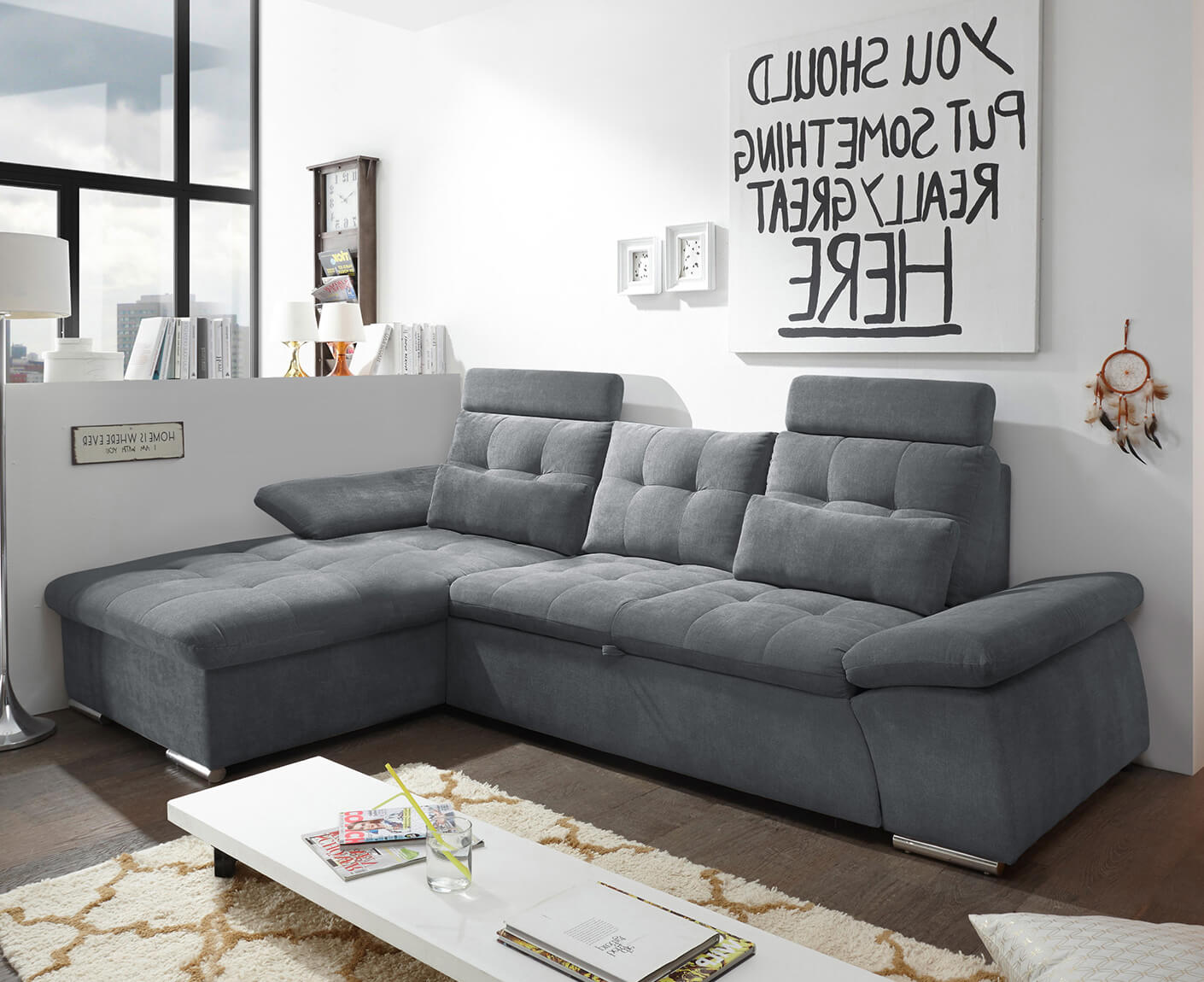 Nalo Ecksofa Longchair 268x170 cm, mit Schlaffunktion