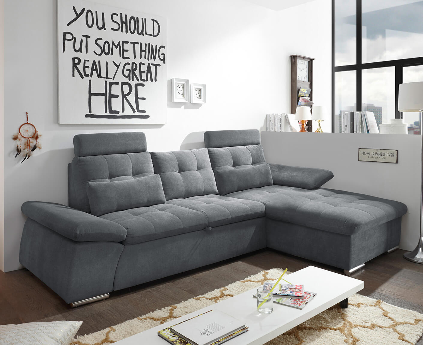 Nalo Ecksofa Longchair 268x170 cm, mit Schlaffunktion