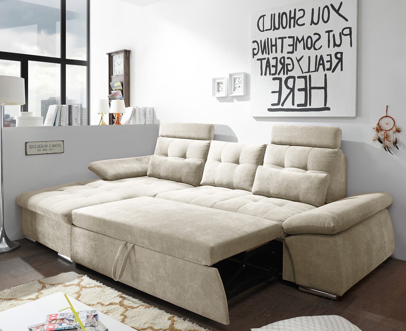Nalo Ecksofa Longchair 268x170 cm, mit Schlaffunktion
